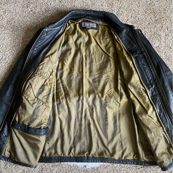 Wilson’s Leather Heavy Jacket Lined Black Mens Size Large - Picture 3 of 15